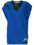Kolor Knitted Lace Insert Top - Blue