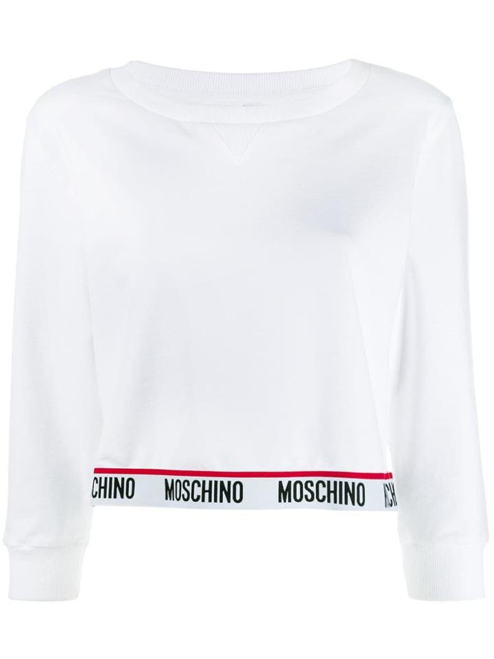 Moschino Logo Trim Sweatshirt - White