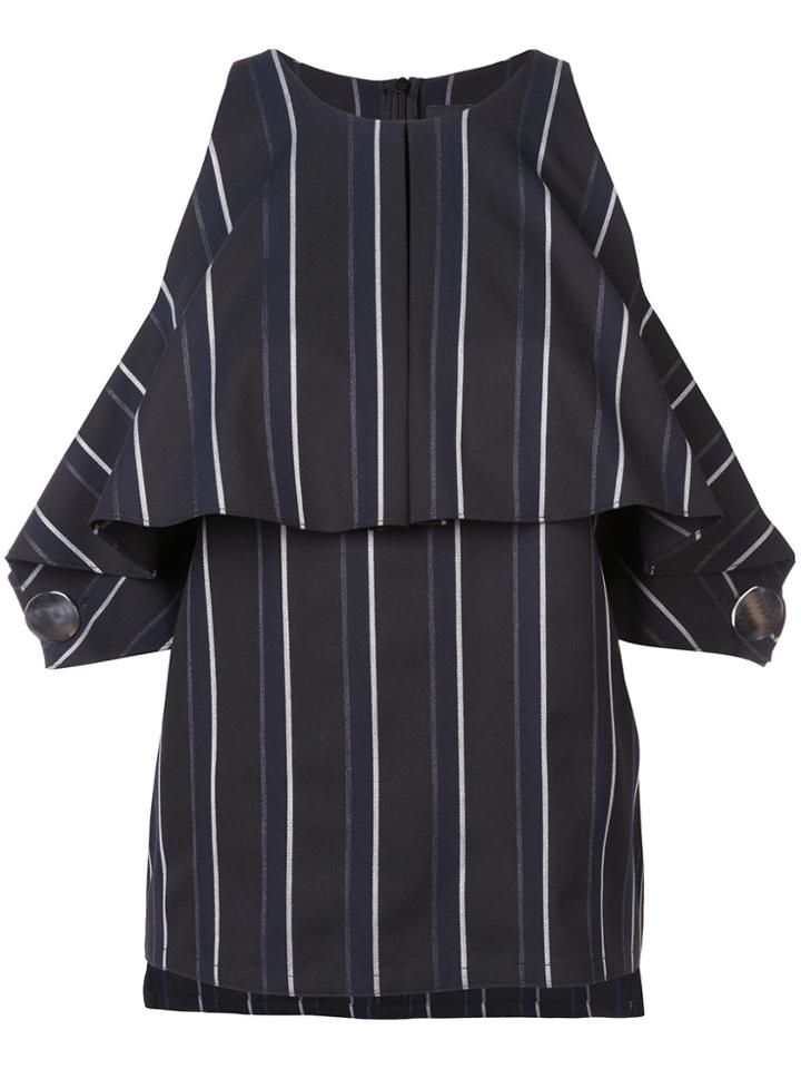 Yigal Azrouel Pinstriped Off The Shoulder Top - Blue