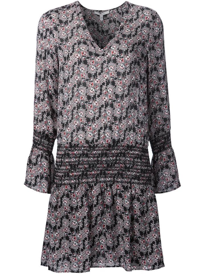 Derek Lam 10 Crosby Longsleeved V-neck Ruffled Dress, Women's, Size: 6, Black, Silk