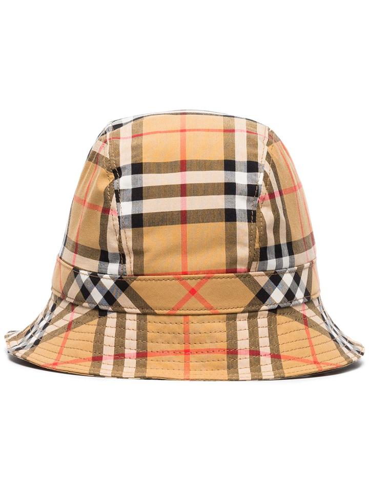 Burberry Checked Bucket Hat - Nude & Neutrals