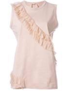 No21 - Ruffle Appliqué Tank - Women - Silk/cotton - 42, Nude/neutrals, Silk/cotton