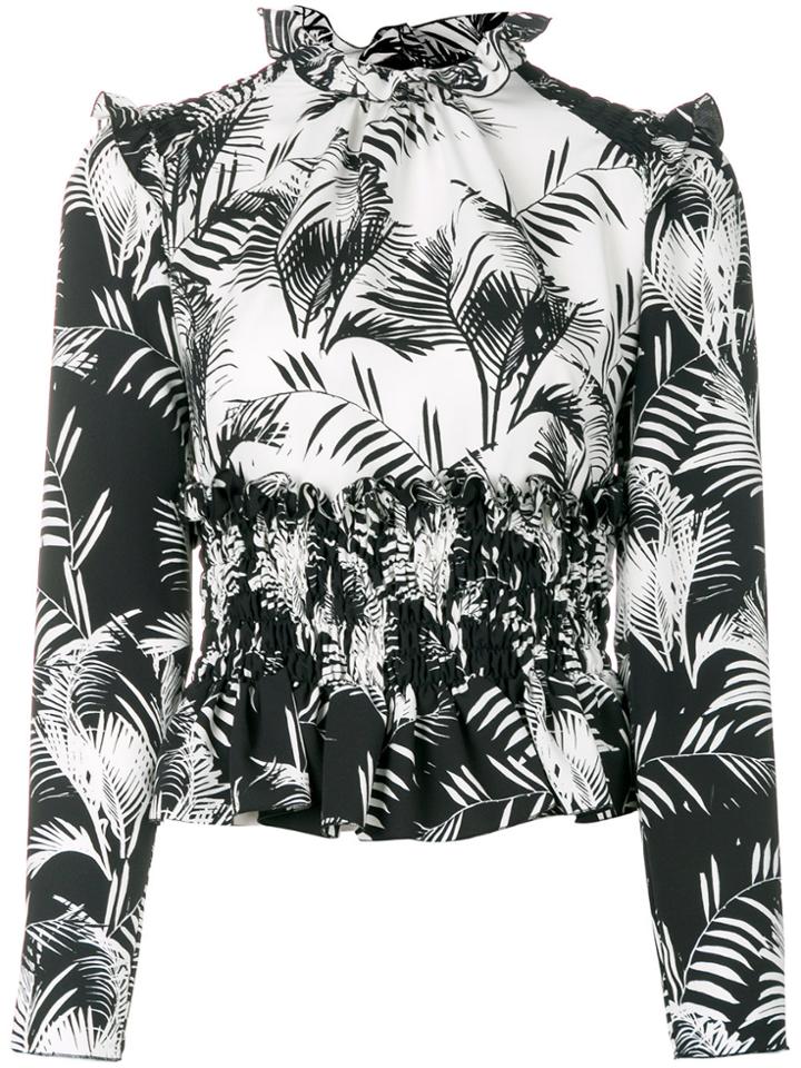 Sonia Rykiel Palm Print Crepe Smock Top - Black