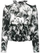 Sonia Rykiel Palm Print Crepe Smock Top - Black
