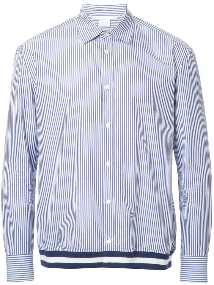 Cityshop Striped Ribbed Hem Shirt, Men's, Size: Medium, Blue, Cotton