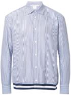 Cityshop Striped Ribbed Hem Shirt, Men's, Size: Medium, Blue, Cotton
