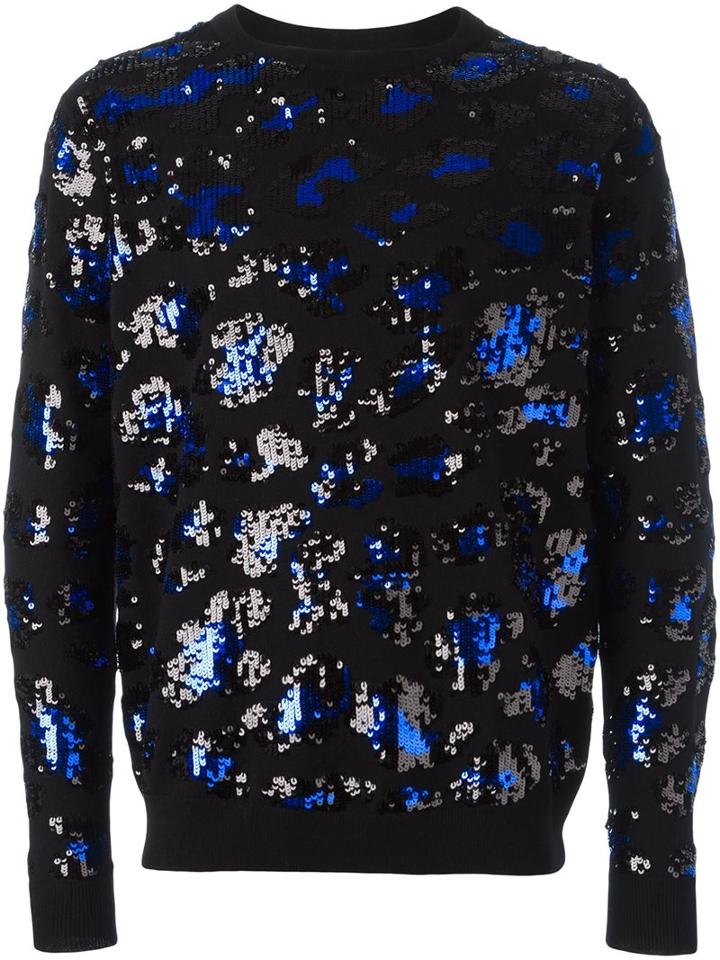 Sibling 'great Jones' Sequin Jumper, Men's, Size: Medium, Black, Merino