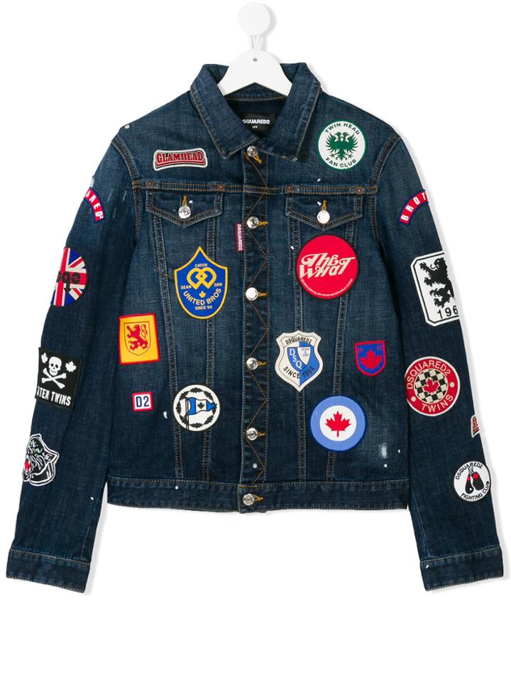 Dsquared2 Kids Embroidered Patch Denim Jacket - Blue
