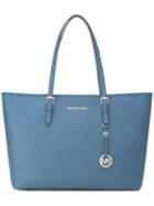 Michael Michael Kors Logo Plaque Tote Bag, Women's, Blue, Leather