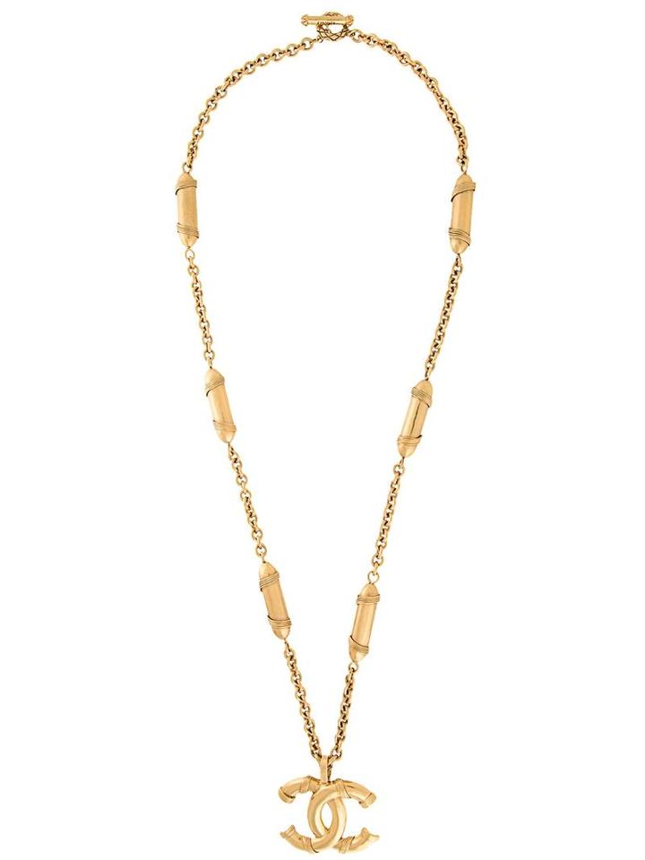 Chanel Vintage Cc Logo Chain Necklace, Women's, Metallic