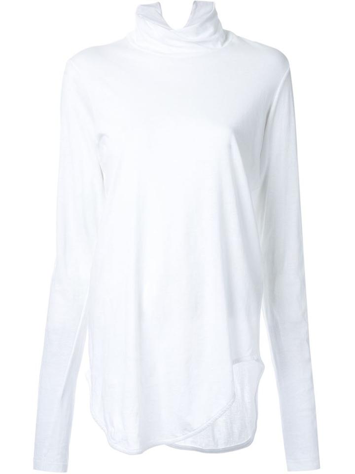 Bassike Funnel Neck Top, Women's, Size: Large, White, Organic Cotton
