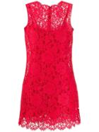 Dolce & Gabbana A-line Scalloped Lace Dress - Red