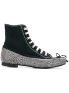 Marco De Vincenzo Rhinestone Embellished Ballerina Sneakers - Black