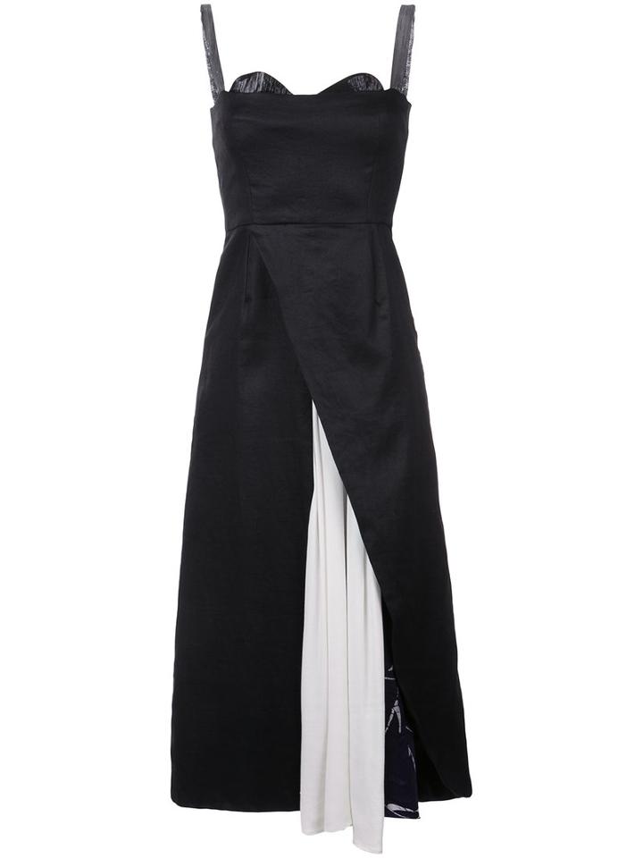 Maki Oh - Adire Stuffed Slit Dress - Women - Silk/linen/flax - Xs, Black, Silk/linen/flax