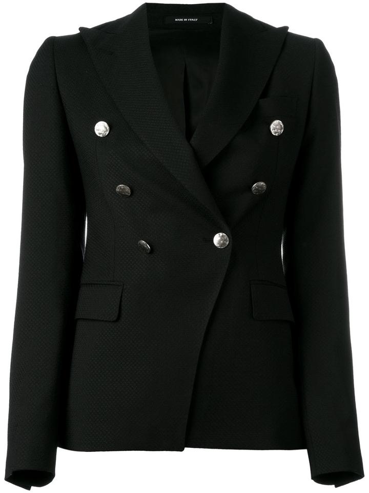 Tagliatore - Pointed Lapels Double-breasted Blazer - Women - Cupro/virgin Wool - 50, Black, Cupro/virgin Wool