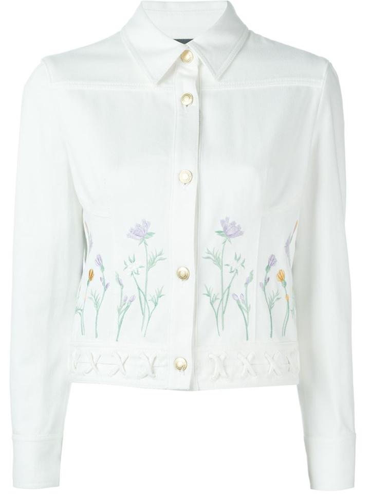 Alexander Mcqueen Flower Embroidered Denim Jacket