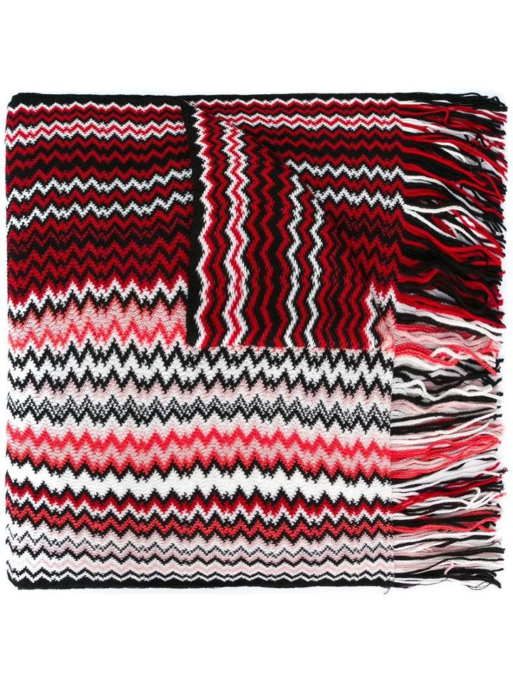 Missoni Zig Zag Crochet Knit Fringed Scarf, Women's, Wool/acrylic