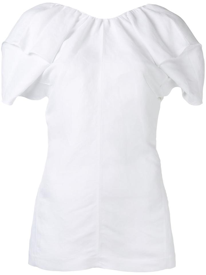 Céline Puffed Sleeves Blouse, Women's, Size: 38, White, Linen/flax/viscose