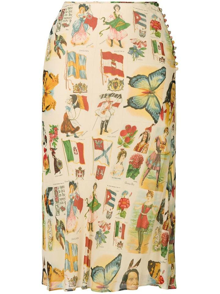 Christian Dior Pre-owned Multiprinted Double Layered Skirt - Neutrals