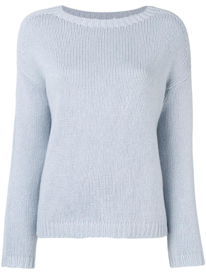 Aragona Slash Neck Sweater - Blue