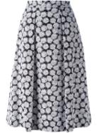 Michael Michael Kors Leaf Print A-line Skirt, Women's, Size: 8, Black, Cotton/polyester/spandex/elastane