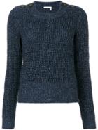 See By Chloé Button Shoulder Fisherman Sweater - Blue