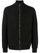 Salvatore Santoro Zipped Bomber Jacket, Men's, Size: 50, Black, Leather/cotton