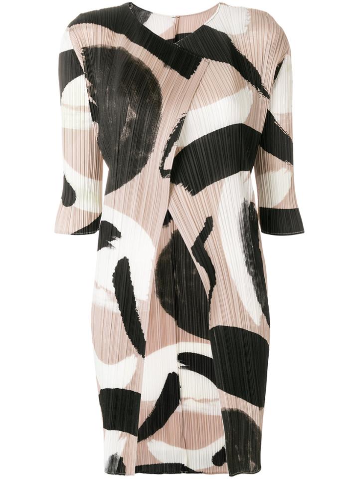 Pleats Please By Issey Miyake Pleated Longline Cardigan - Nude &