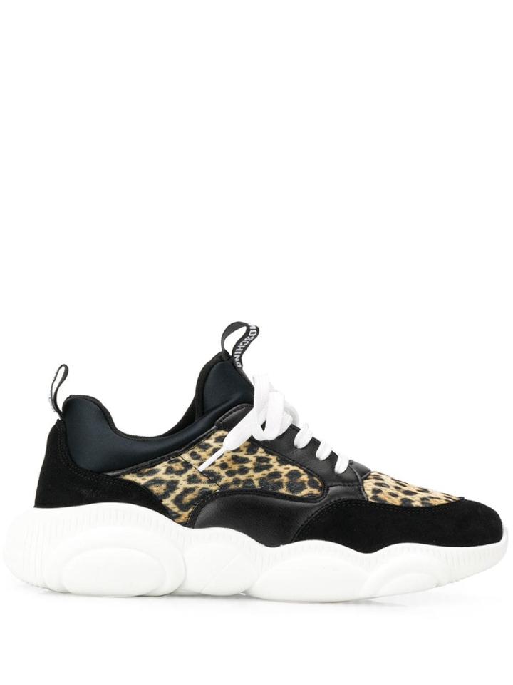 Moschino Leopard Print Teddy Run Sneakers - Black