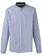 Juun.j Neck Detail Striped Shirt, Men's, Size: 50, Blue, Cotton