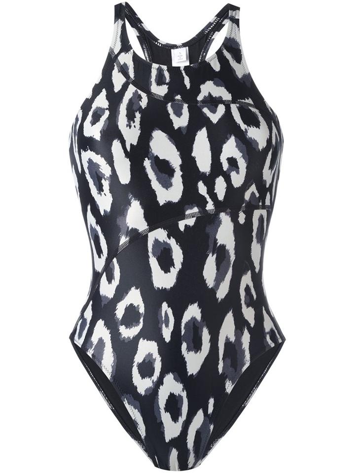Adidas By Stella Mccartney Leopard Print Performance Swimsuit, Women's, Size: Large, Black, Polyester/spandex/elastane