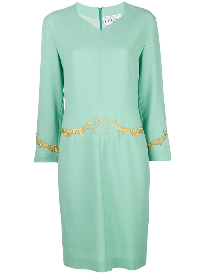 Gianfranco Ferre Vintage Embroidered Dress - Green