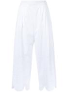 Muveil - Perforated Detailing Cropped Trousers - Women - Cotton - 38, White, Cotton