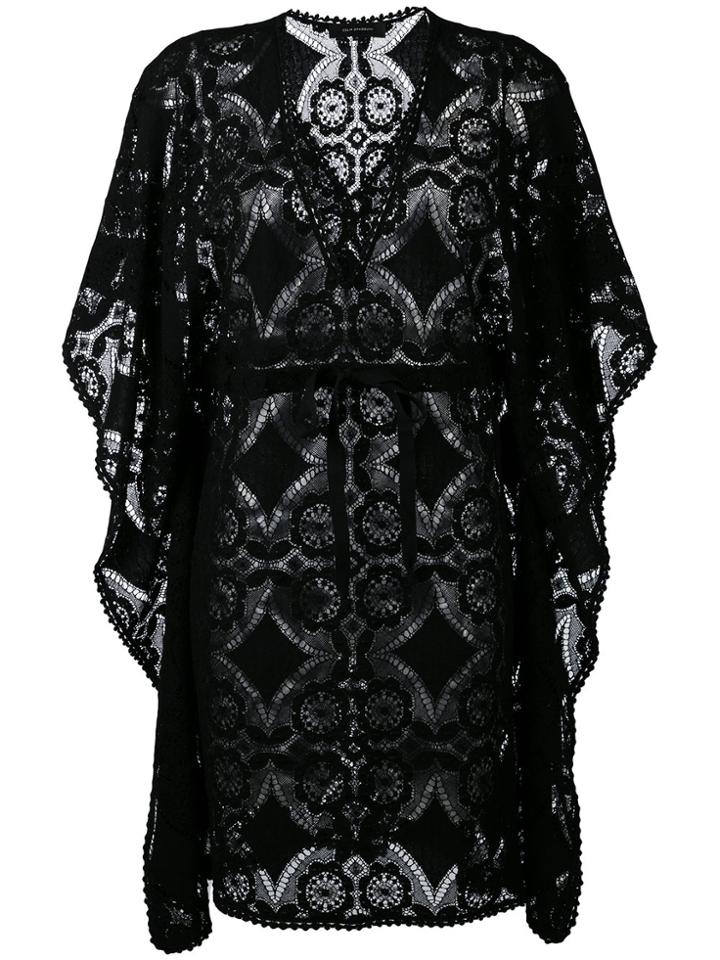 Celia Dragouni Crochet Beach Kaftan - Black