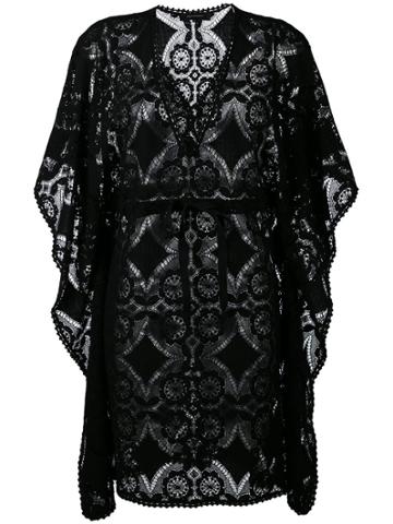 Celia Dragouni Crochet Beach Kaftan - Black