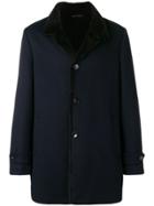 Manzoni 24 Fur Lined Single-breasted Coat - Blue