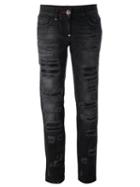 Philipp Plein Distressed Boyfriend Jeans, Women's, Size: 28, Black, Cotton
