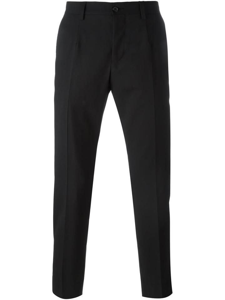 Dolce & Gabbana Cropped Trousers, Men's, Size: 52, Black, Spandex/elastane/viscose/virgin Wool