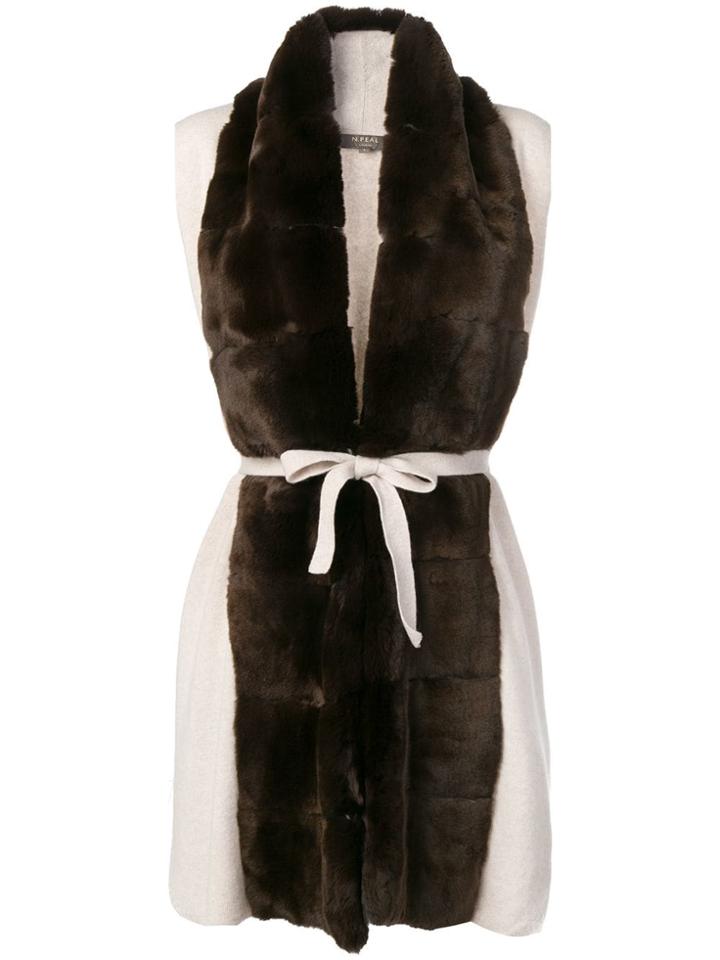 N.peal Fur Collar Knit Gilet - Neutrals