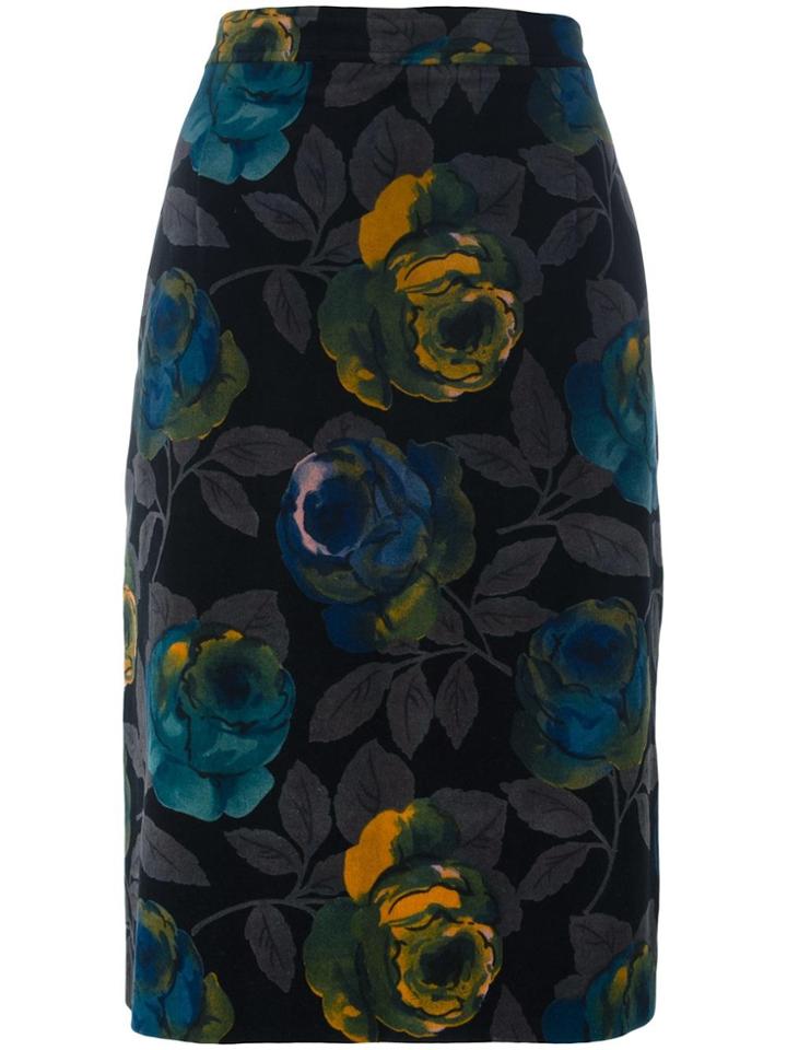 Emanuel Ungaro Vintage Floral Skirt - Blue