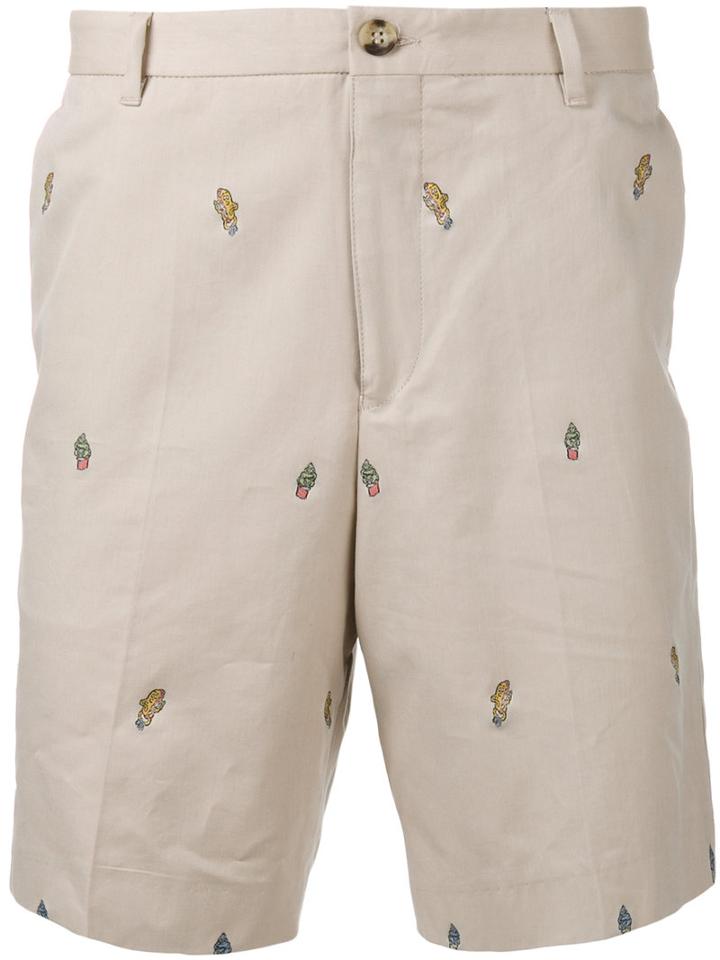 Kenzo Badge Embroidered Chino Shorts, Men's, Size: 48, Nude/neutrals, Cotton