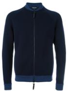 Emporio Armani Zipped Cardigan, Men's, Size: 48, Blue, Polypropylene/virgin Wool