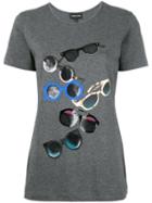 Emporio Armani Sunglasses Print T-shirt, Women's, Size: 42, Grey, Cotton/spandex/elastane