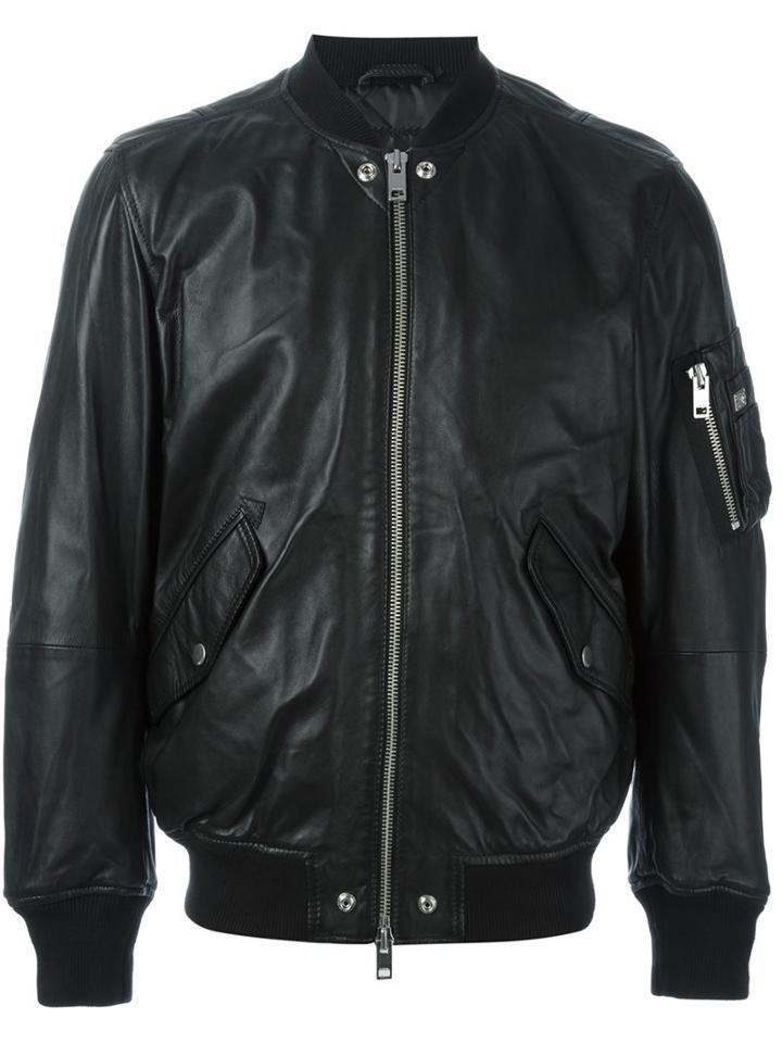 Diesel 'l-kit' Bomber Jacket, Men's, Size: Small, Black, Sheep Skin/shearling/polyester