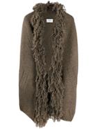 Snobby Sheep Shaggy Collar Knitted Coat - Brown