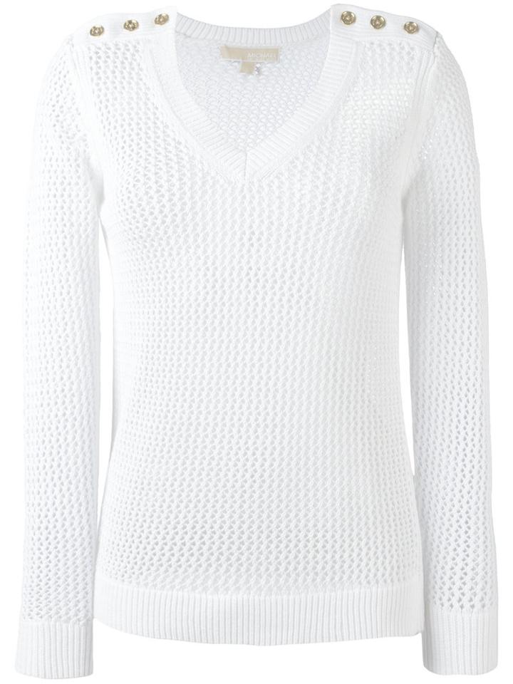 Michael Michael Kors - Buttoned Shoulder Sweater - Women - Cotton - M, Women's, White, Cotton
