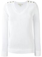 Michael Michael Kors - Buttoned Shoulder Sweater - Women - Cotton - M, Women's, White, Cotton