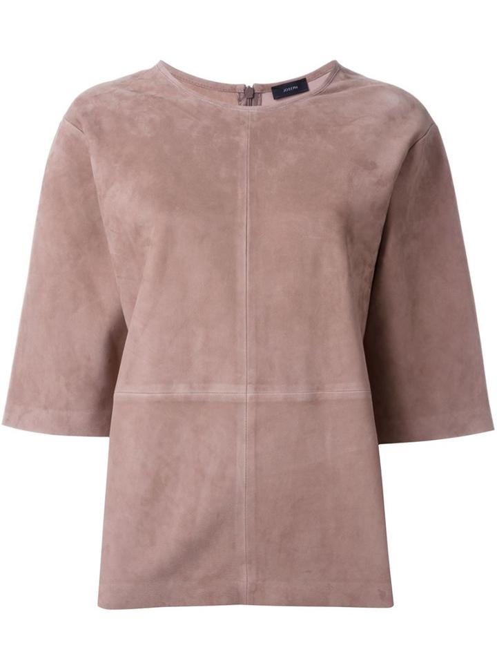 Joseph Suede Boxy Top, Women's, Size: 40, Pink/purple, Lamb Skin