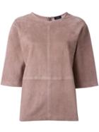 Joseph Suede Boxy Top, Women's, Size: 40, Pink/purple, Lamb Skin