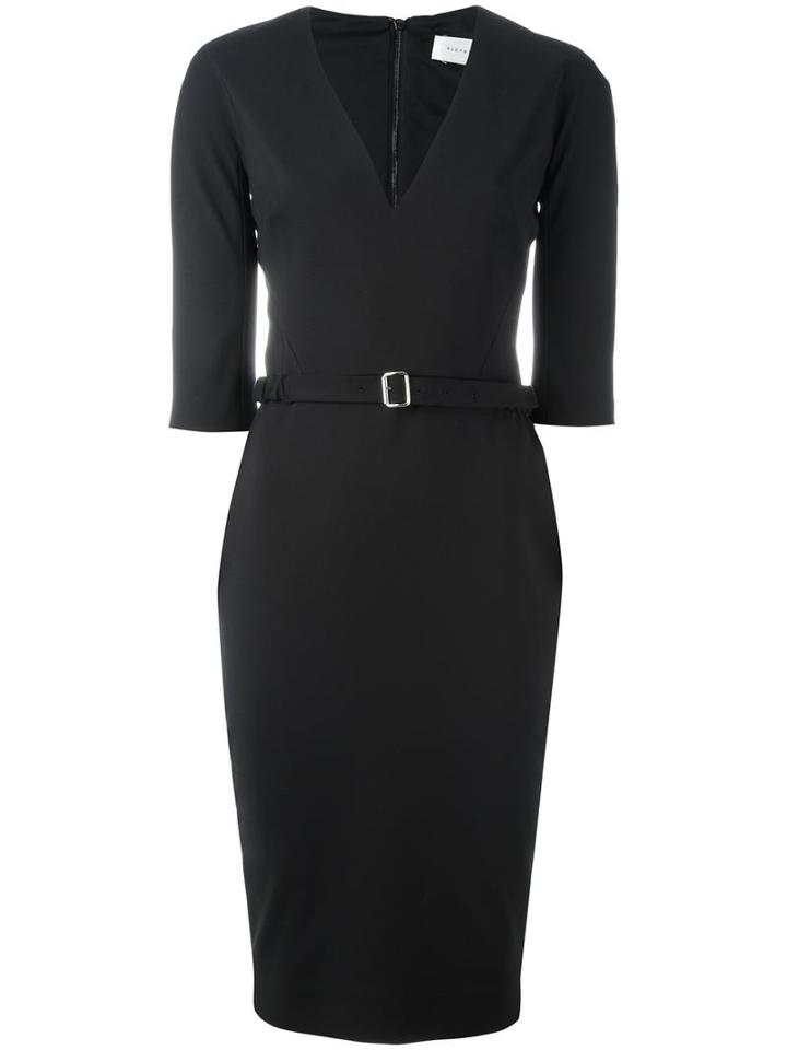 Victoria Beckham Fitted V-neck Dress, Women's, Size: 42, Black, Polyester/cotton/spandex/elastane